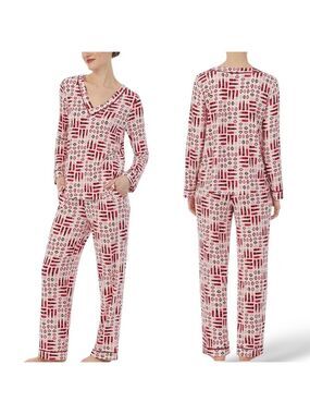 KATE SPADE New York Modal Blend Lipstick Party 2 Pc Pajama Set Side Pockets Sz L